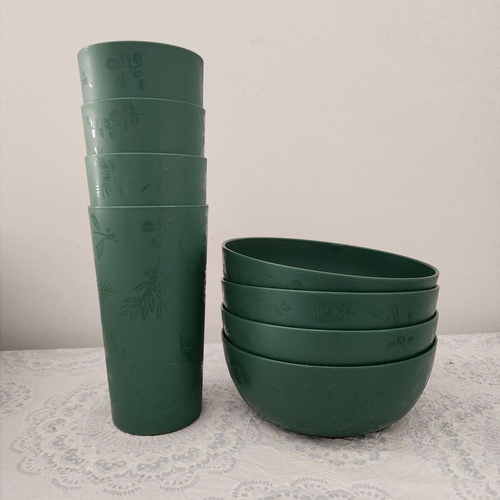 Mainstays Green Bowl with Floral Design